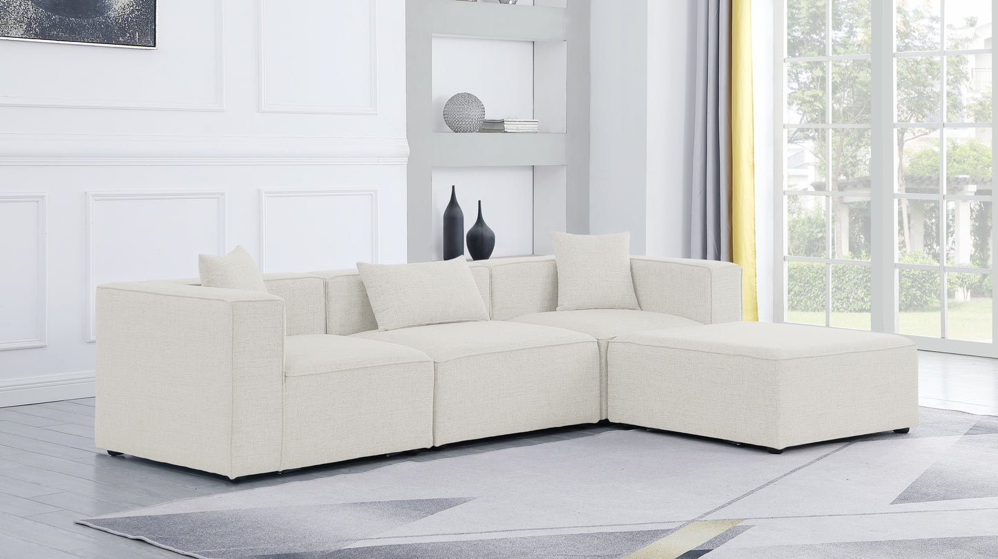 Cube - Modular Sectional 4 Piece - Cream - Fabric