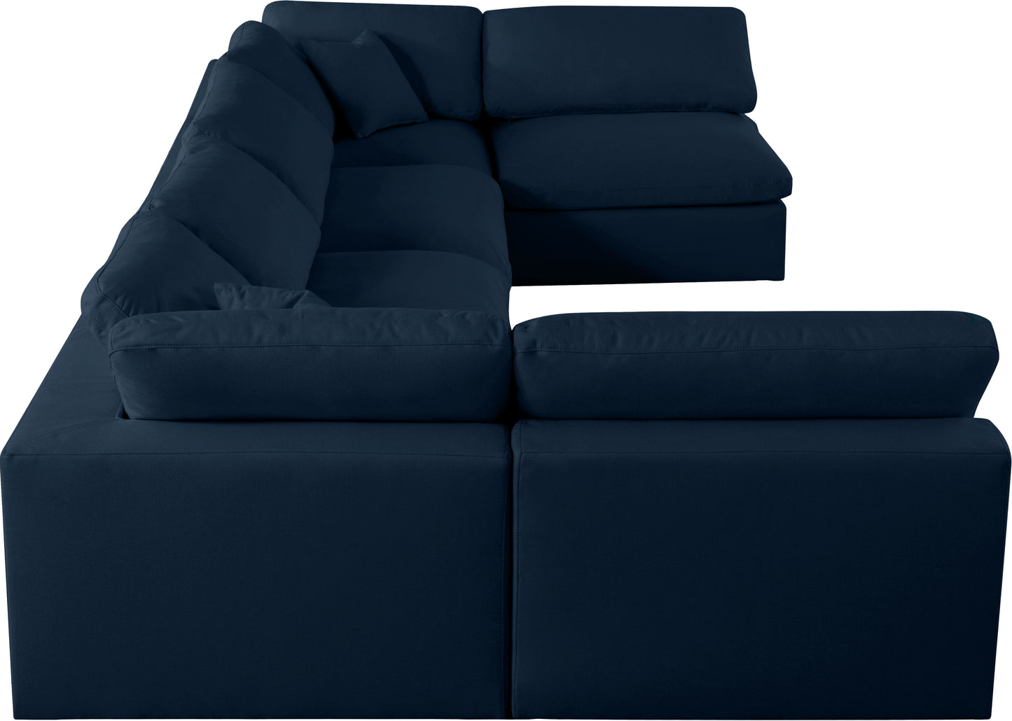 Serene - Textured Fabric Deluxe Comfort Modular Sectional 6 Piece - Navy - Fabric