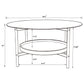 Delfin - Round Glass Top Coffee Table With Shelf - Black / Brown