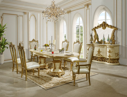 HD-5133 - Extension Dining Table - Gold / Pearl