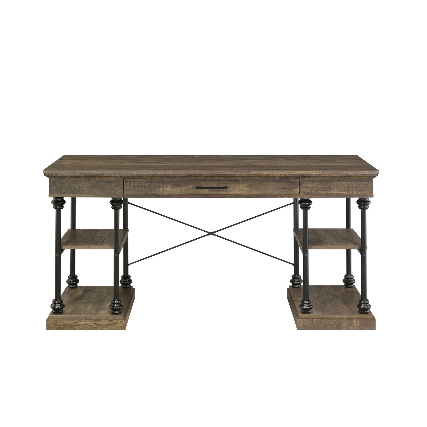 Synal - Writing Desk - Rustic Oak & Black Finish