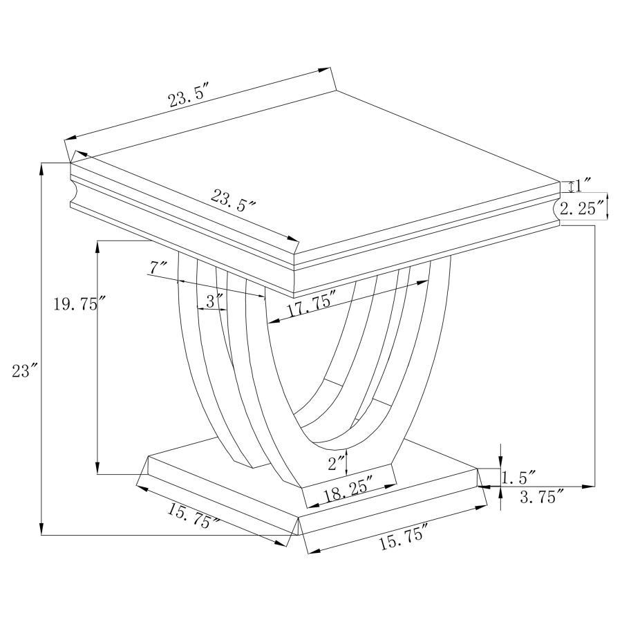 Kerwin - U-Base Square End Table - White And Chrome