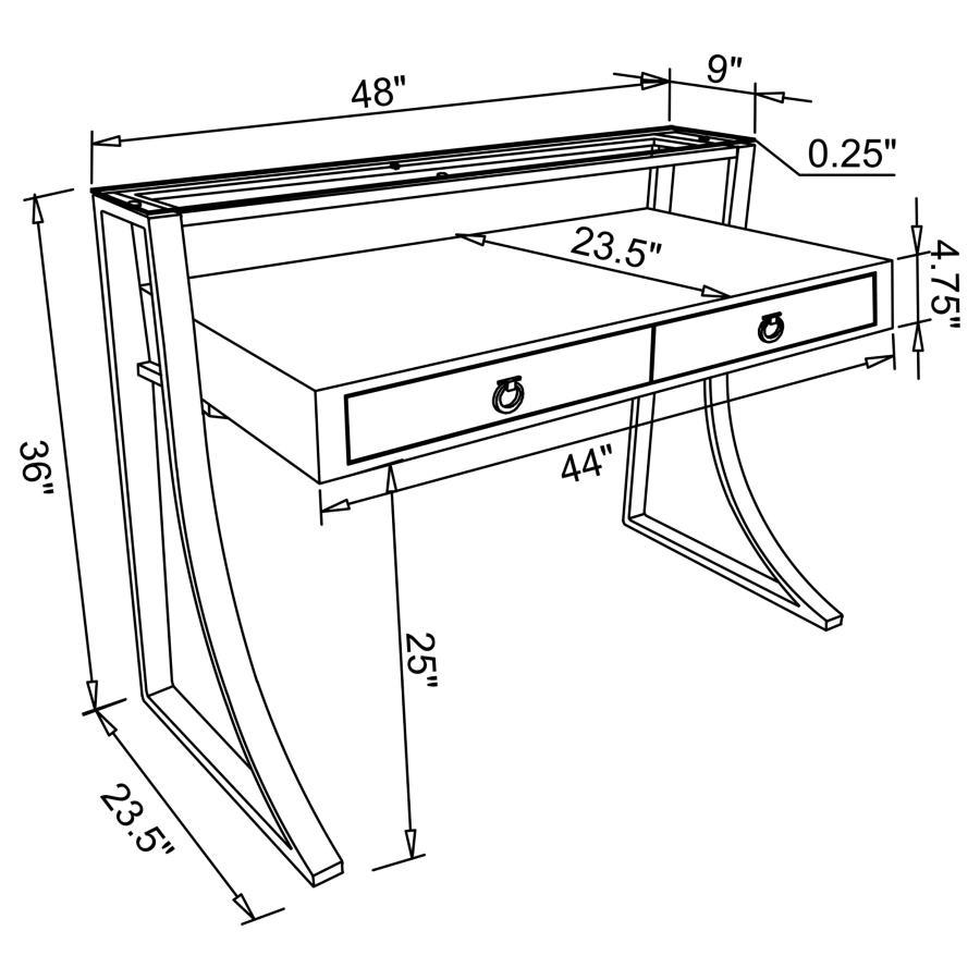 Gemma - 2-Drawer Writing Desk - Glossy White And Chrome