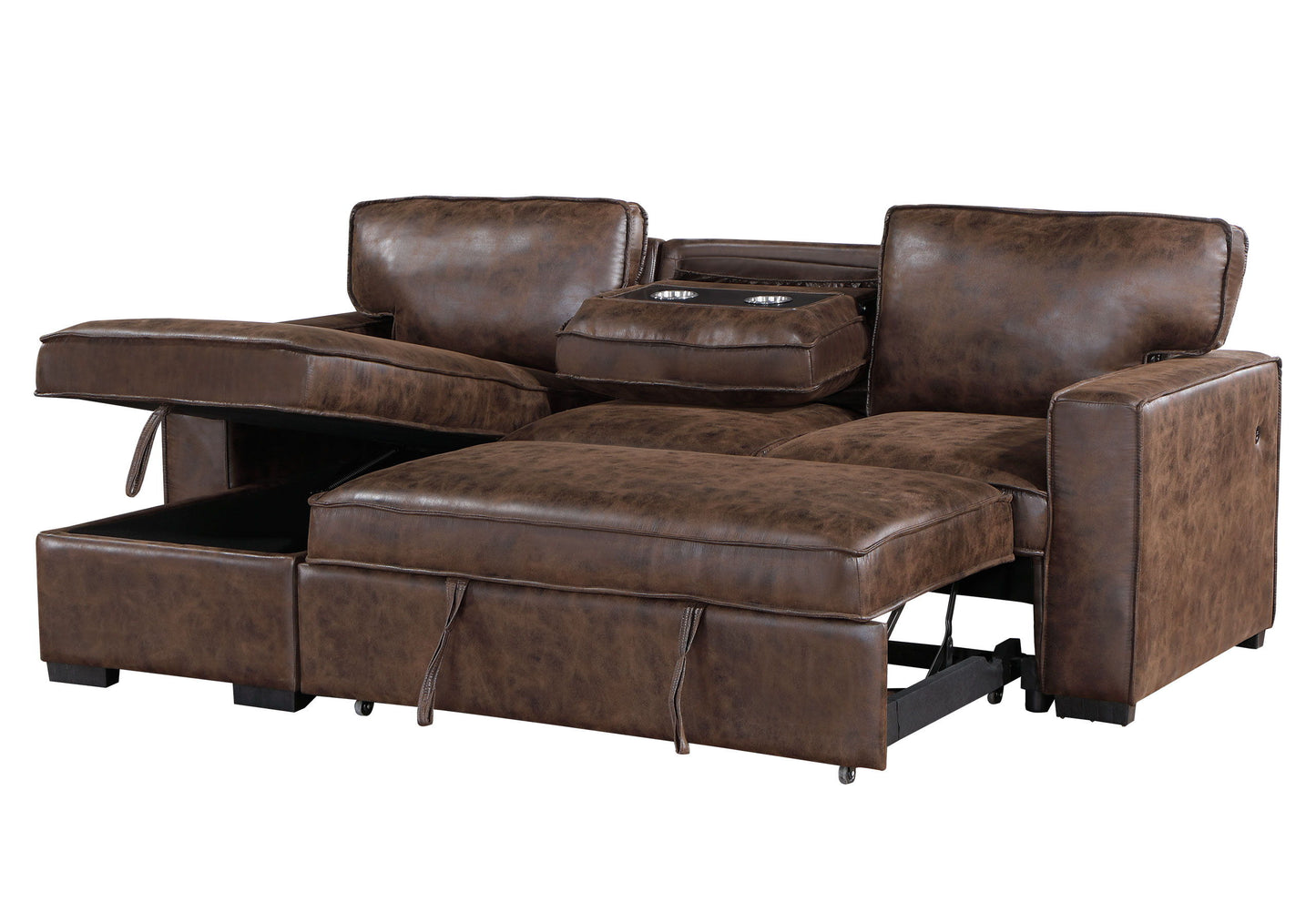 U0203 - Coffee Reversible Pullout Sofa Bed - Dark Brown