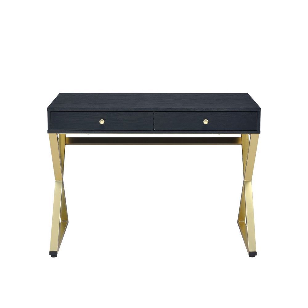 Coleen - Desk - Black & Brass