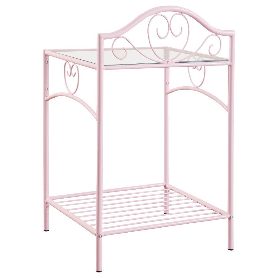 Massi - Metal 1-Shelf Nightstand - Powder Pink