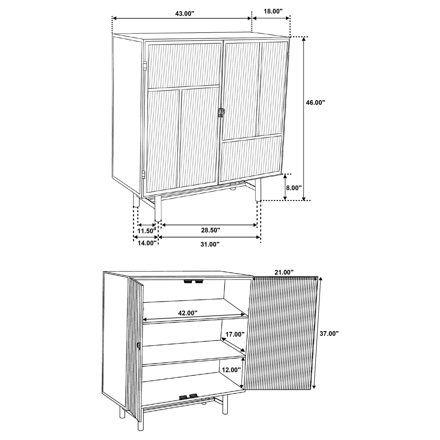 Dalia - 2 Door Accent Storage Cabinet With Shelving - Black