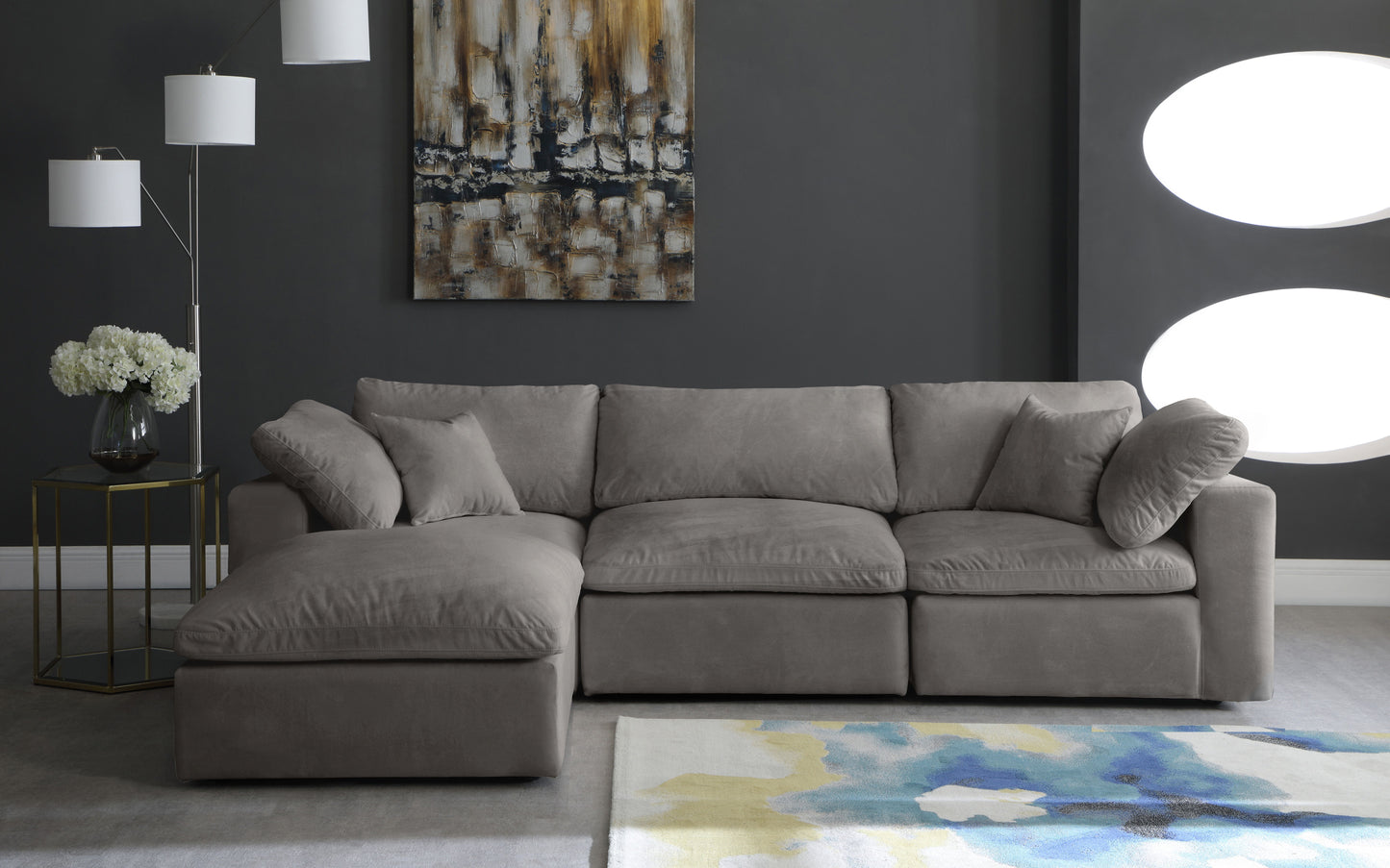 Cozy - Modular Sectional 4 Piece Cloud - Grey