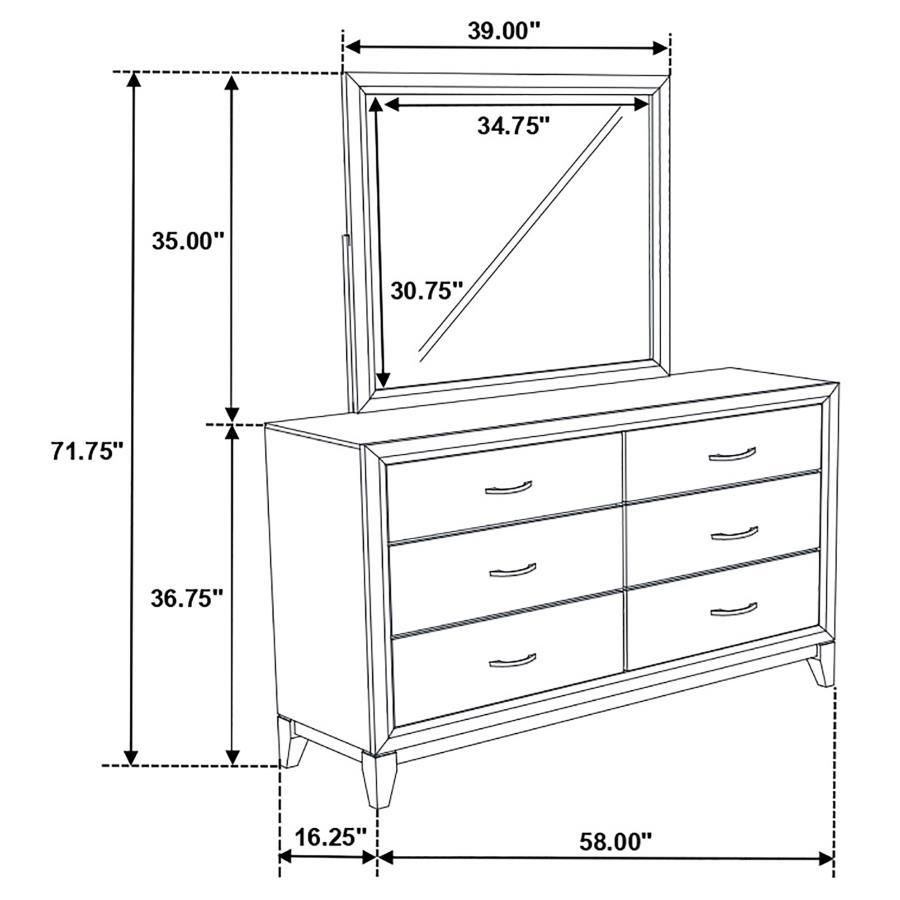 Watson - 6-Drawer Dresser With Mirror - Grey Oak And Black