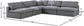 Serene - Linen Textured Fabric Deluxe Comfort 5 Piece Modular Sectional - Grey