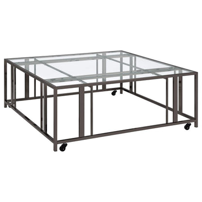 Adri - Square Glass Top Coffee Table With Casters