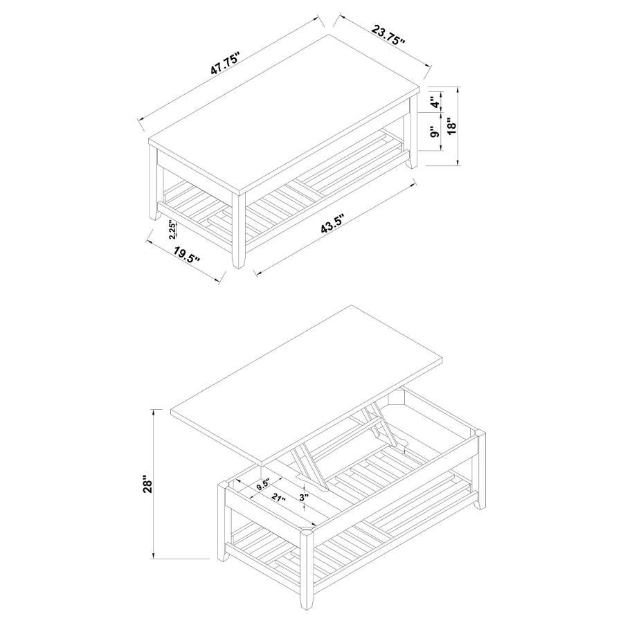 Cliffview - Lift Top Coffee Table With Storage - Cavities Gray