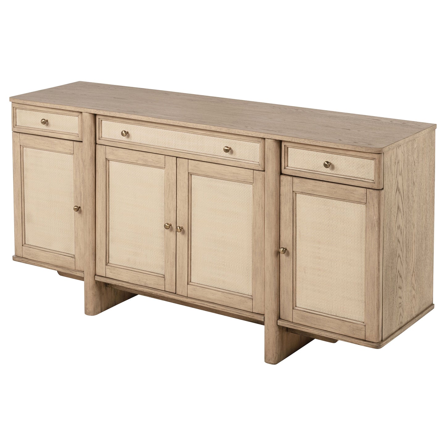 Kailani - 4-Door Cane Sideboard Buffet Cabinet - Beige Oak