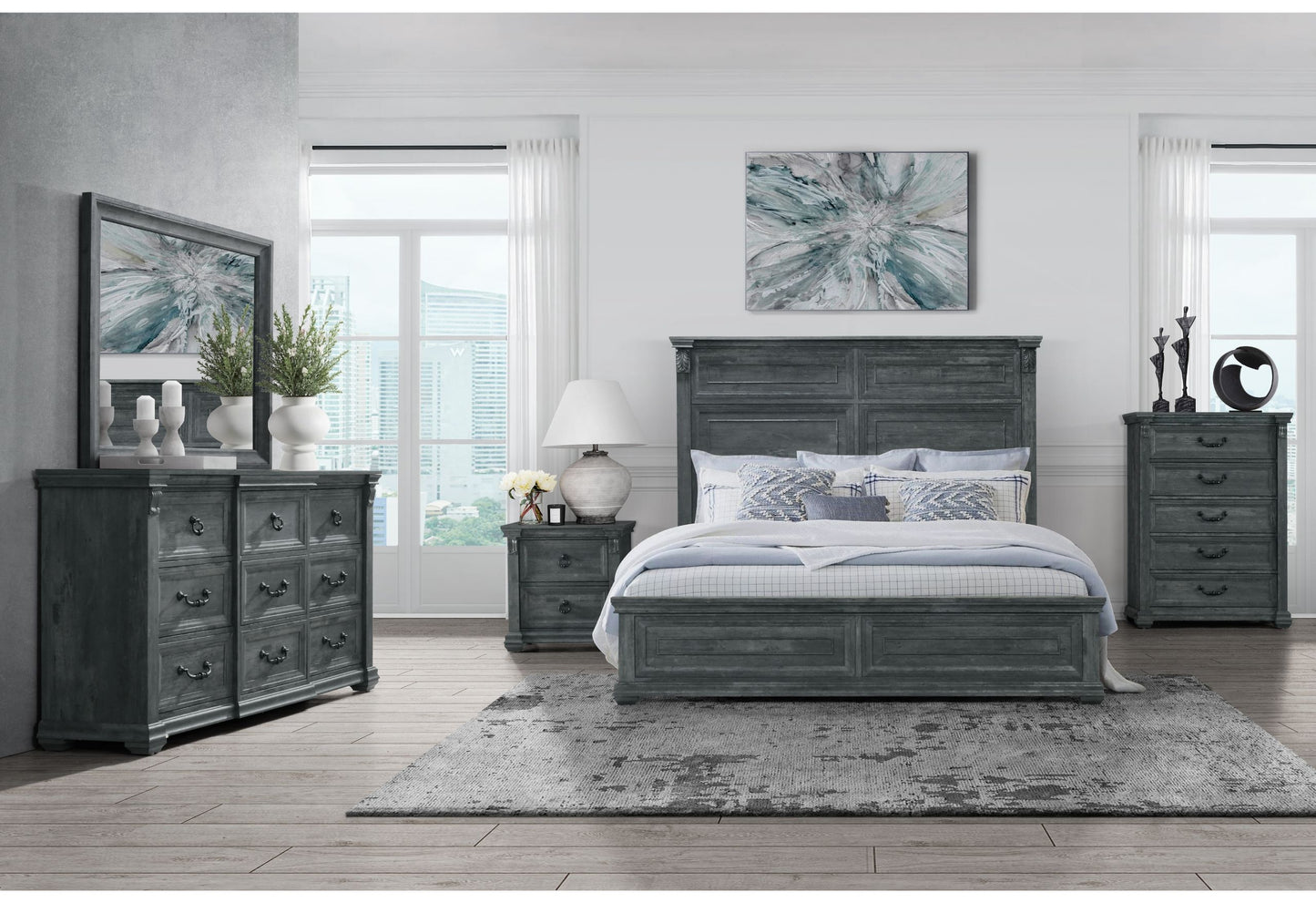 Tatum - 5 Piece Full Bedroom Set Without Storage - Gray