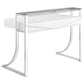 Gemma - 2-Drawer Writing Desk - Glossy White And Chrome