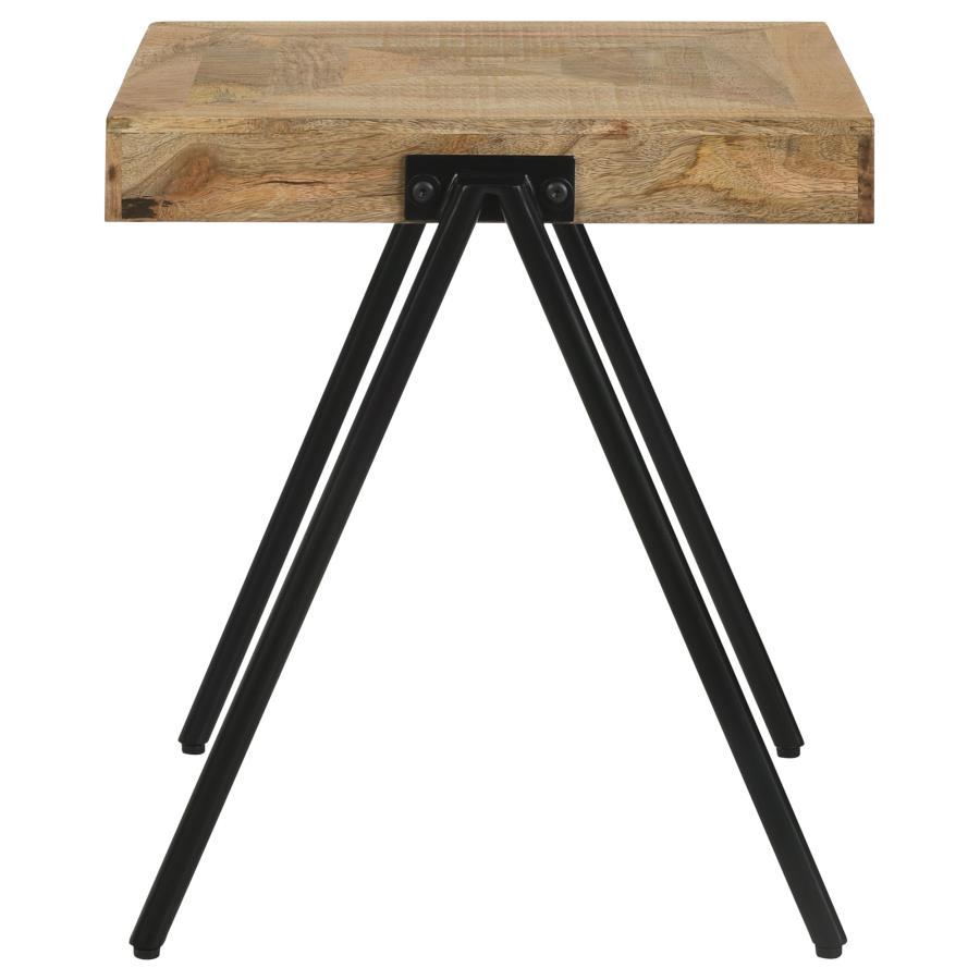 Avery - Square End Table With Metal Legs - Natural And Black