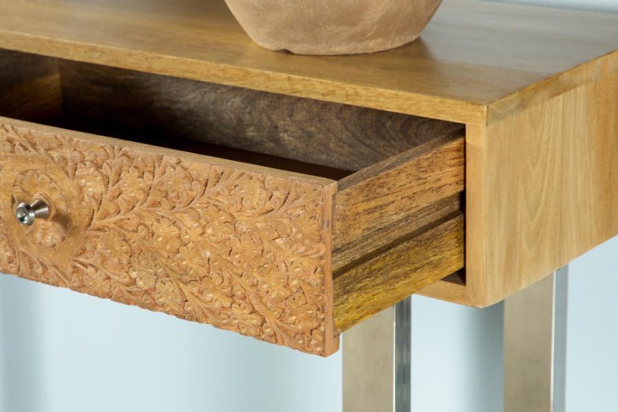 Draco - Console Table With Hand Carved Drawers - Natural