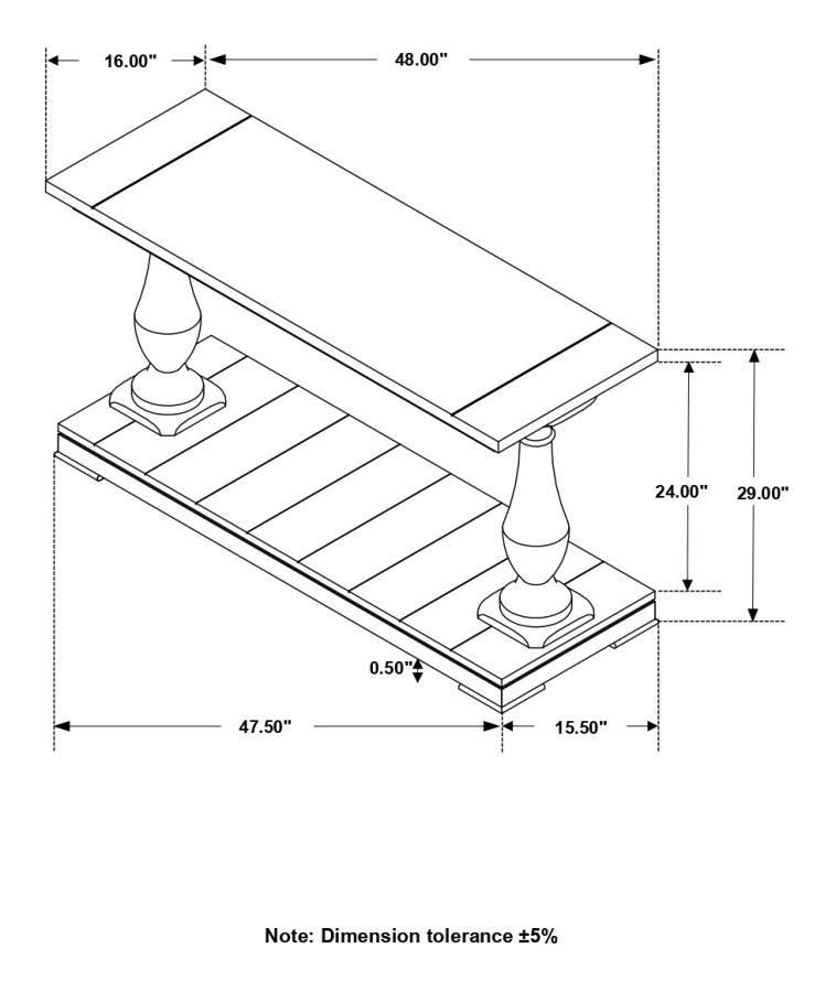 Walden - Rectangular Sofa Table With Turned Legs And Floor Shelf - Coffee