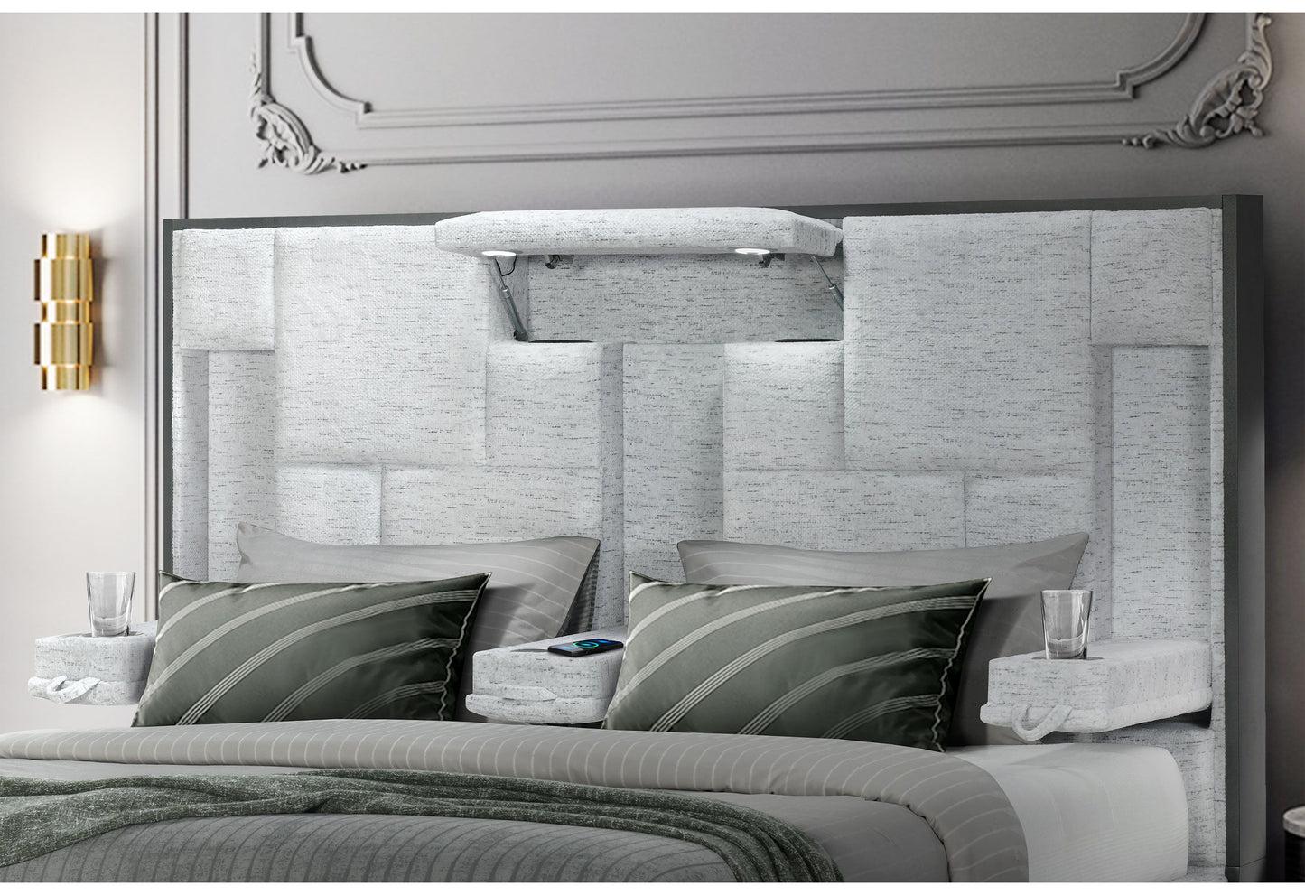 Oscar - Queen Bed - Gray