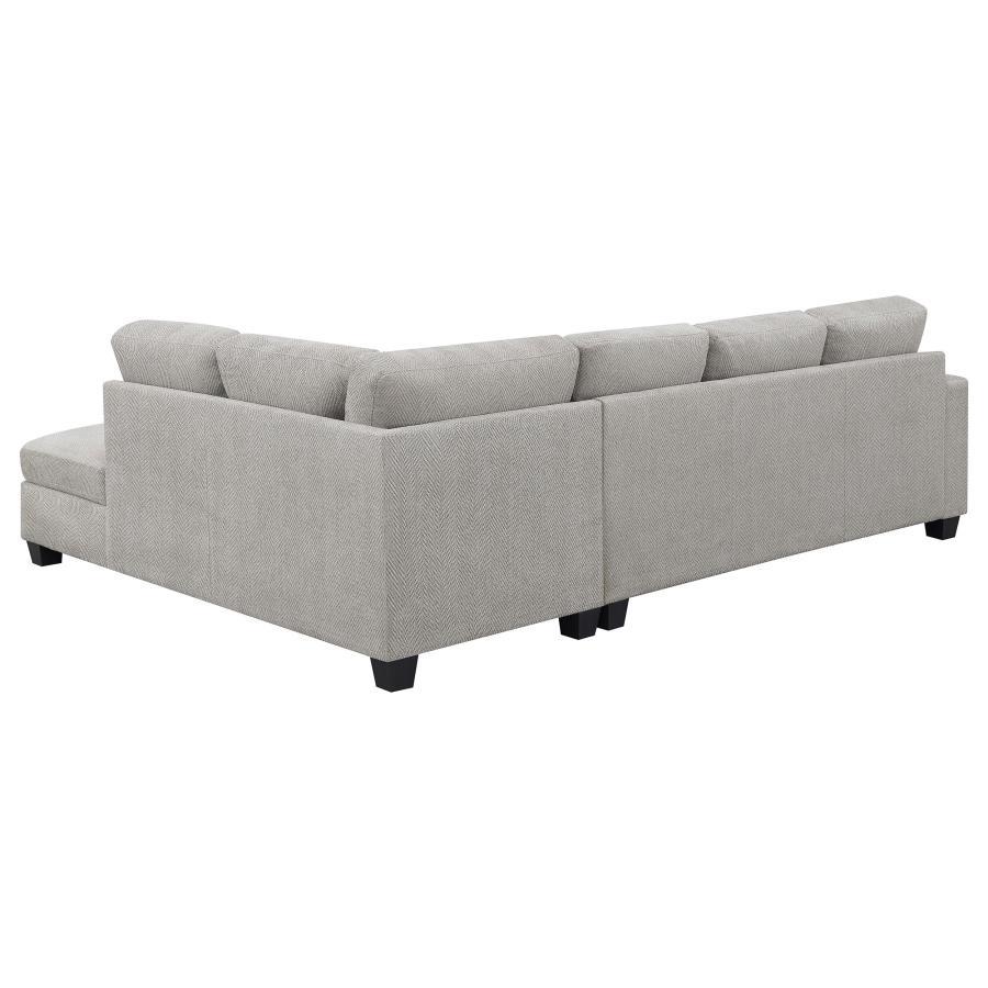 Whitson - Upholstered Track Arm Sectional Chaise Sofa - Stone