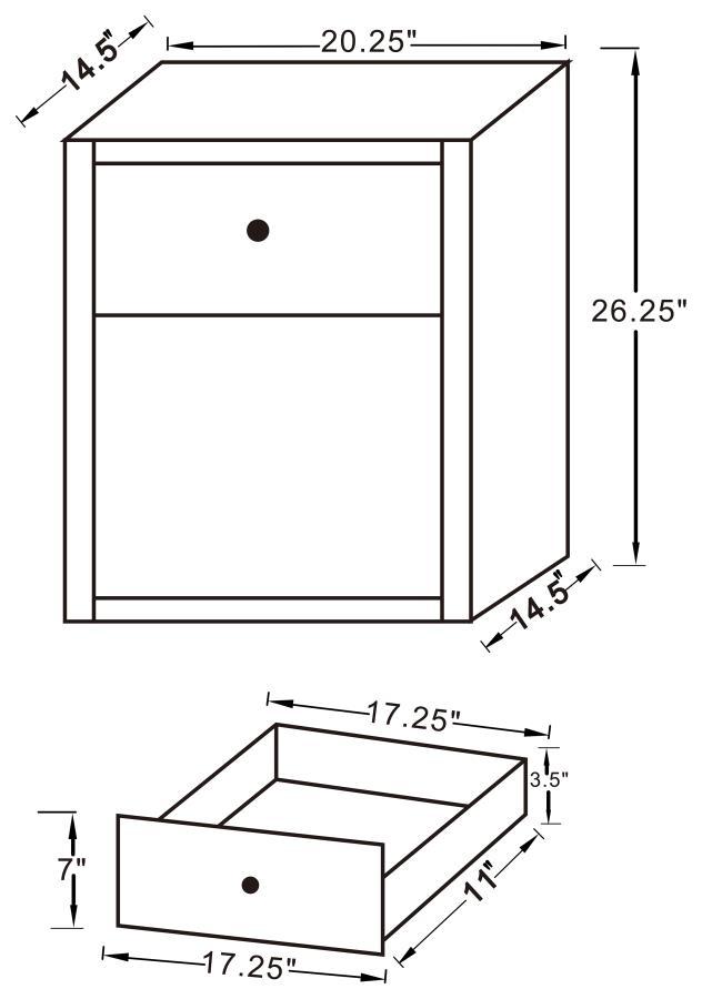 Coquette - 1-Drawer Mirrored Accent Side Table - Silver