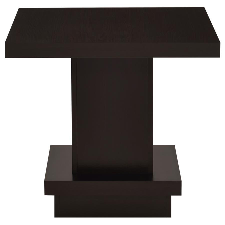 Reston - Pedestal Square End Table - Cappuccino