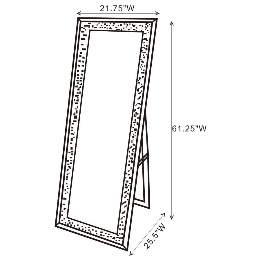 Carisi - Rectangular Standing Mirror With LED Lighting - Silver