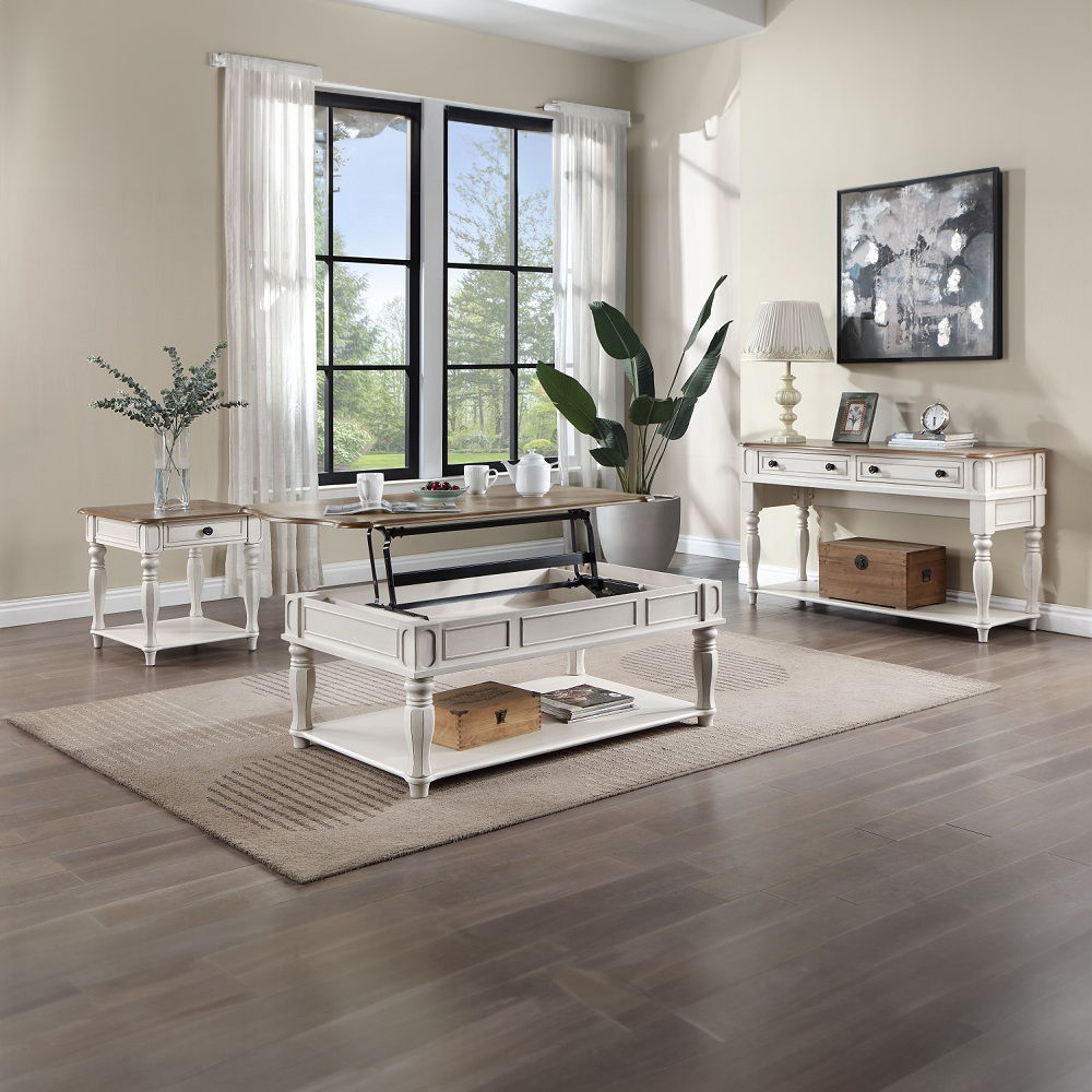 Florian - Coffee Table - Oak & Antique White Finish