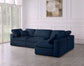 Serene - Linen Textured Fabric Deluxe Comfort Modular Sectional 4 Piece - Navy