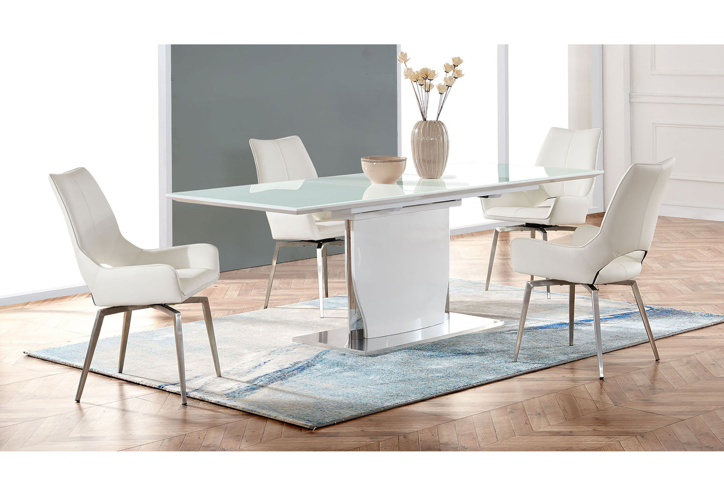 D2279 Dining Table And Four D4878N Dining Chairs - White