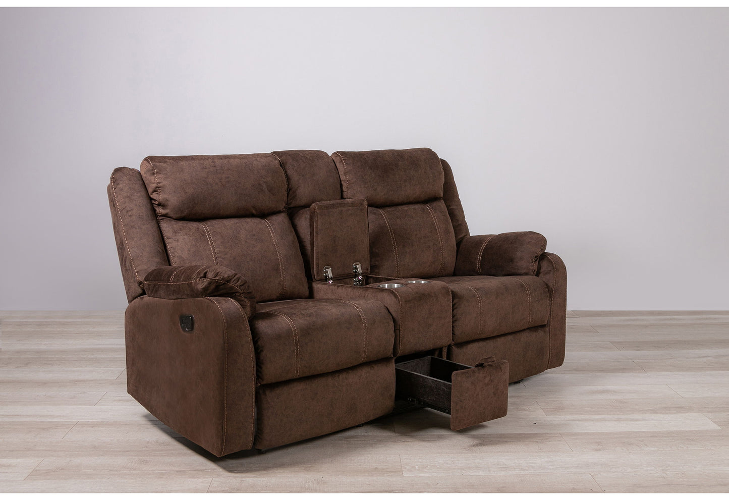 U7303 - Recliner Sofa / Console Power Recliner Loveseat - Dark Brown