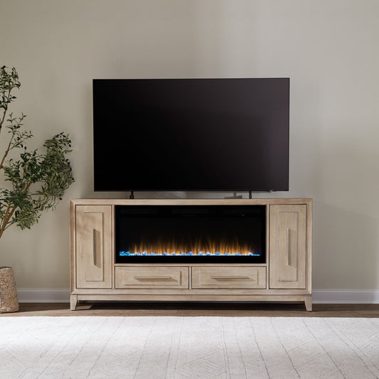 Fireplace TV Consoles - 789 80" Console With Fire FT - Light Brown