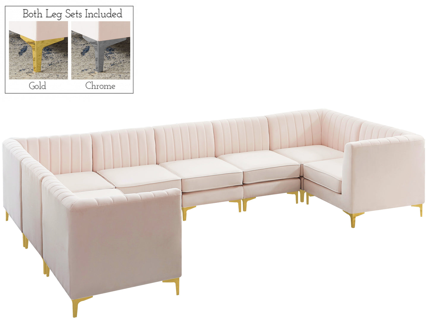 Alina - Modular Sectional 8 Piece - Pink - Fabric