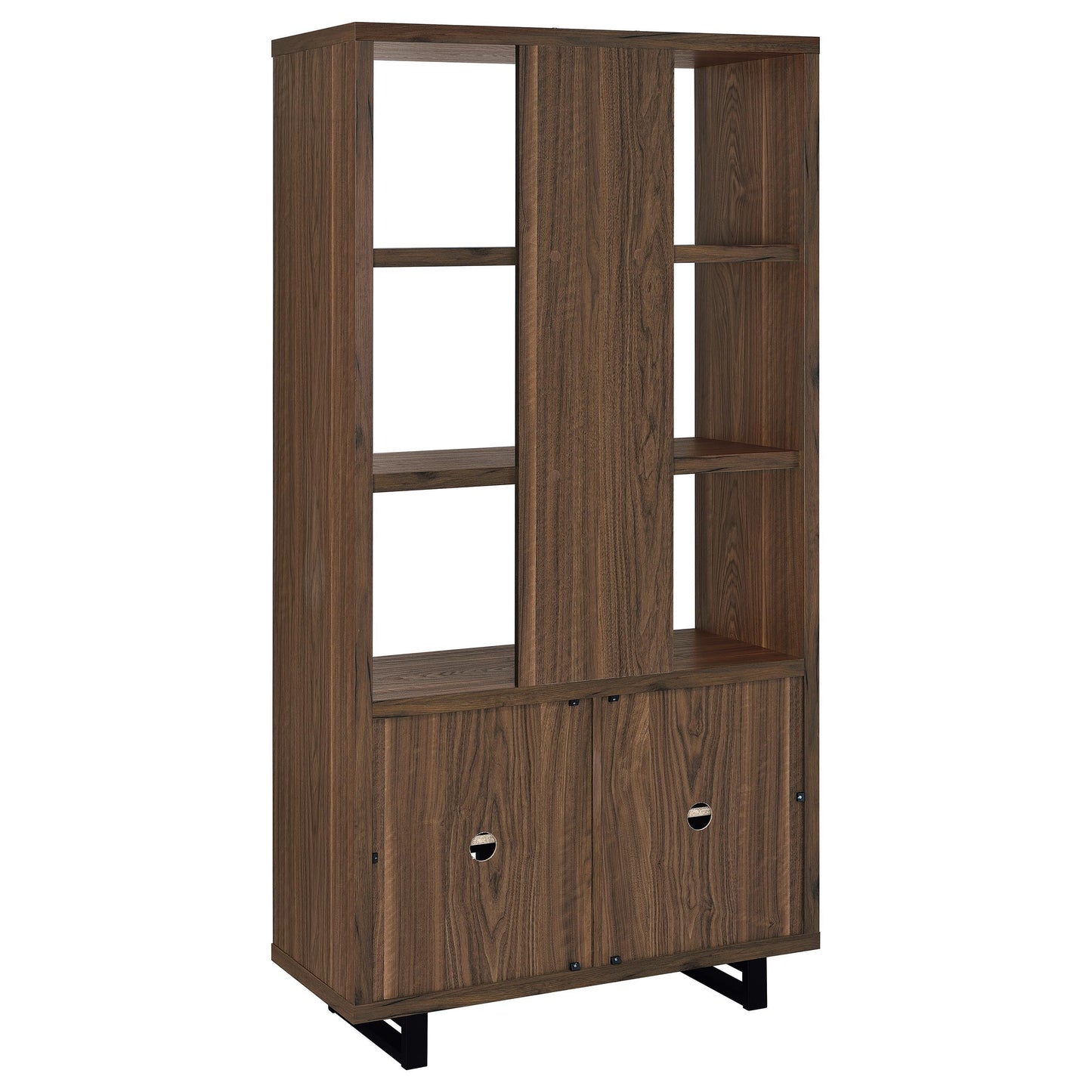 Maddox - 3-Shelf Cabinet Bookcase - Walnut