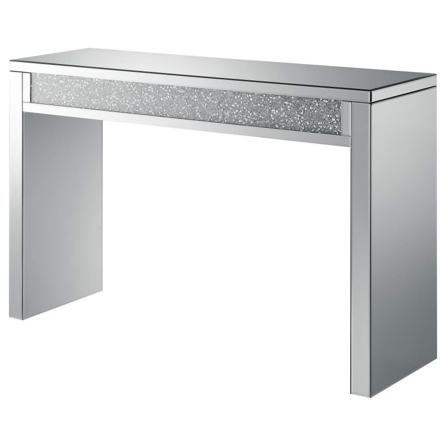 Gillian - Rectangular Sofa Table - Silver And Clear Mirror