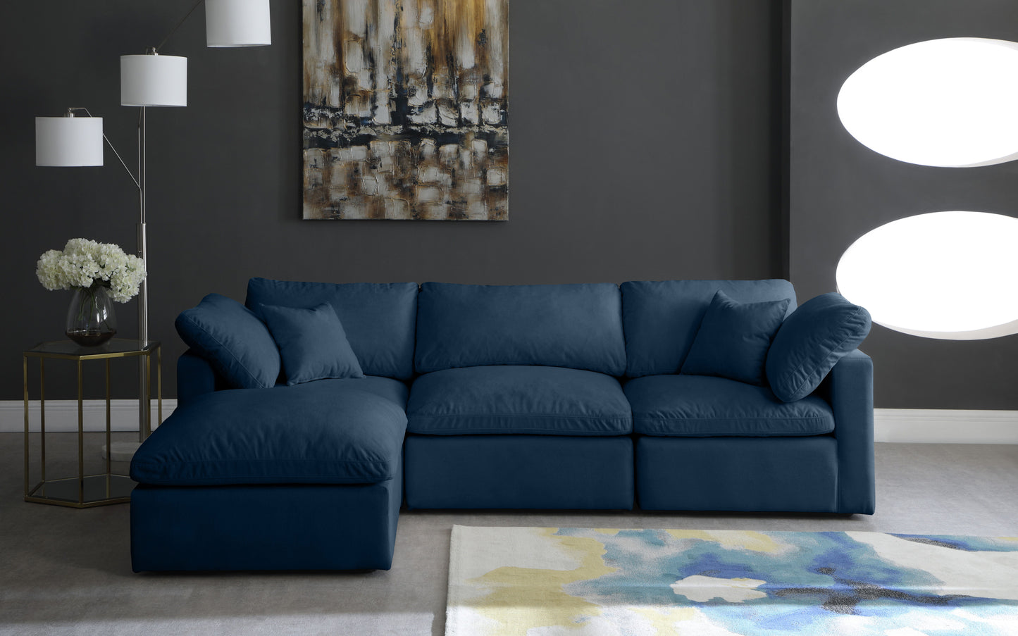 Plush - Velvet Standart Comfort Modular Sectional Standart - Navy - Fabric - Modern & Contemporary