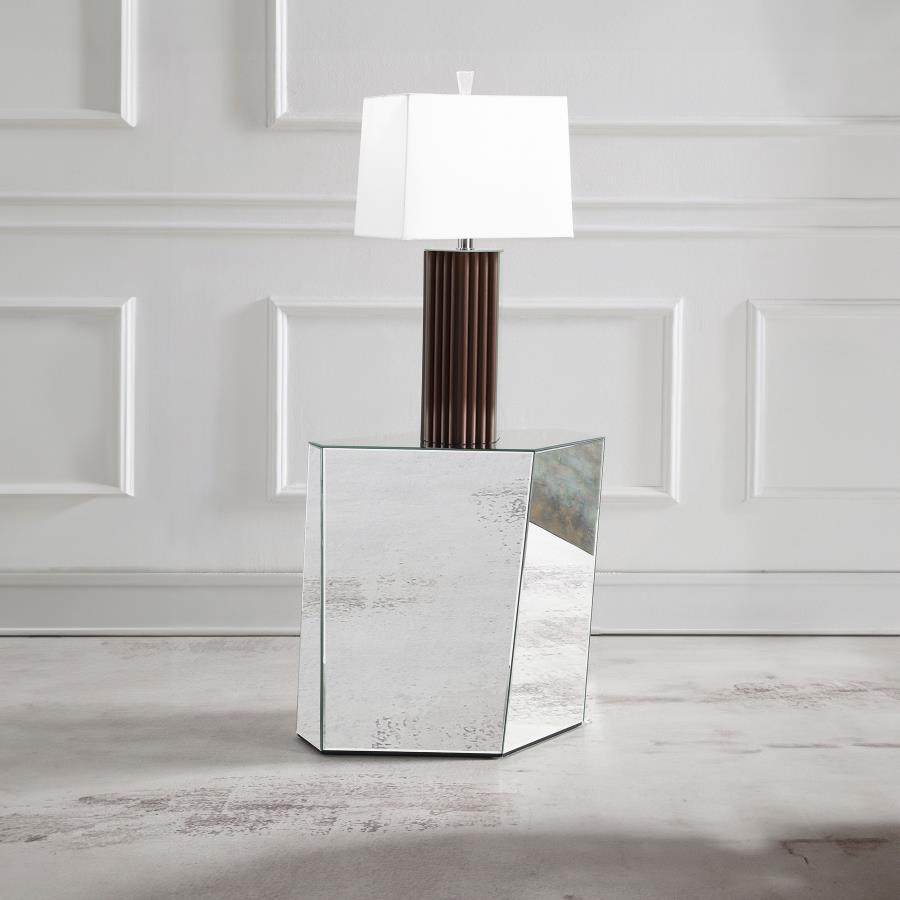 Capella - Mirrored Abstract Geometric End Table - Silver