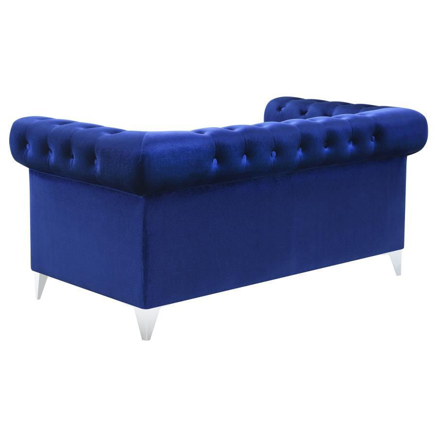 Bleker - Tufted Tuxedo Arm Loveseat - Blue