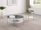 Jonelle - Round Glass Top End Table Marble Shelf - Gold / White