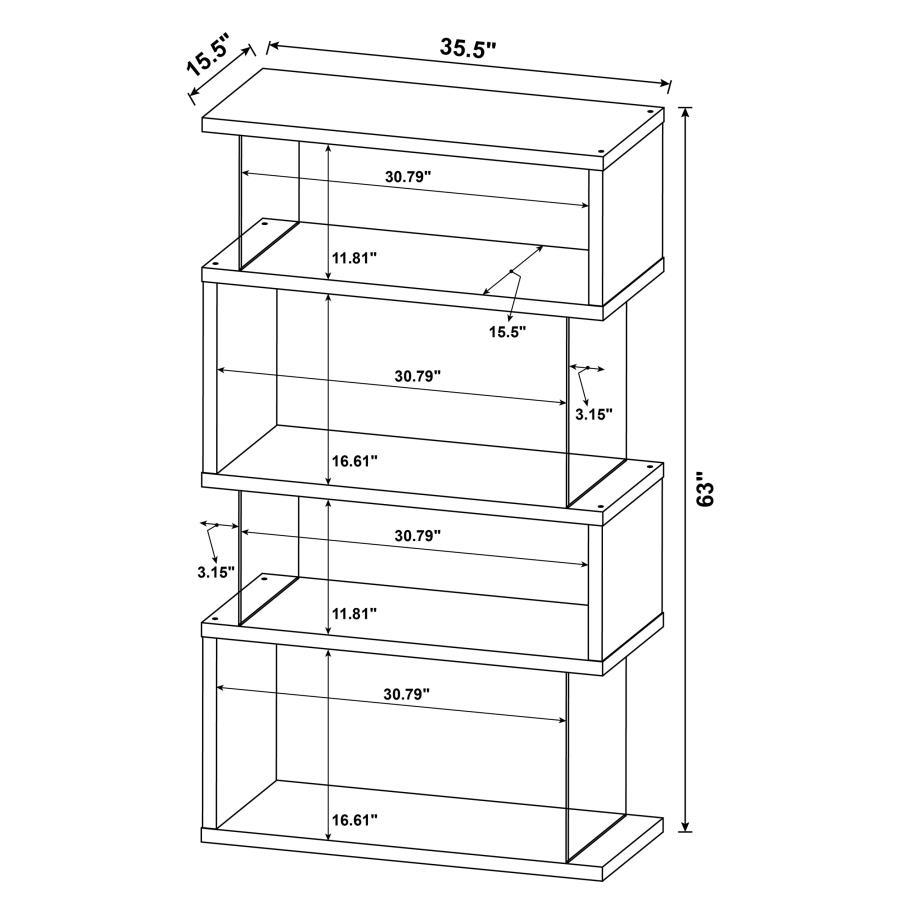 Emelle - 4-Shelf Glass Panel Bookshelf