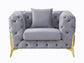 Jelanea - Chair - Gray Velvet & Gold Finish - 30"