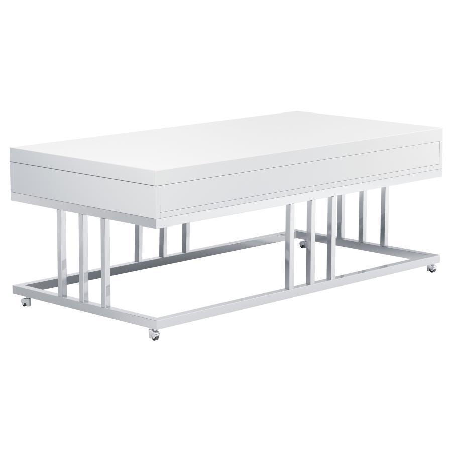 Dalya - 2-Drawer Rectangular Coffee Table - White High Gloss