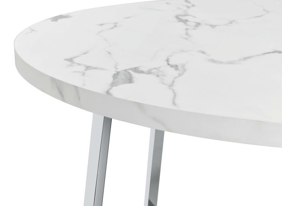 Alcott - Round Dining Table Faux Marble - Carrara