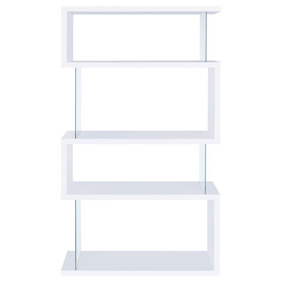 Emelle - 4-Shelf Glass Panel Bookshelf