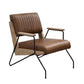 Eacnlz - Accent Chair - Cocoa Top Grain Leather & Matt Iron Finish