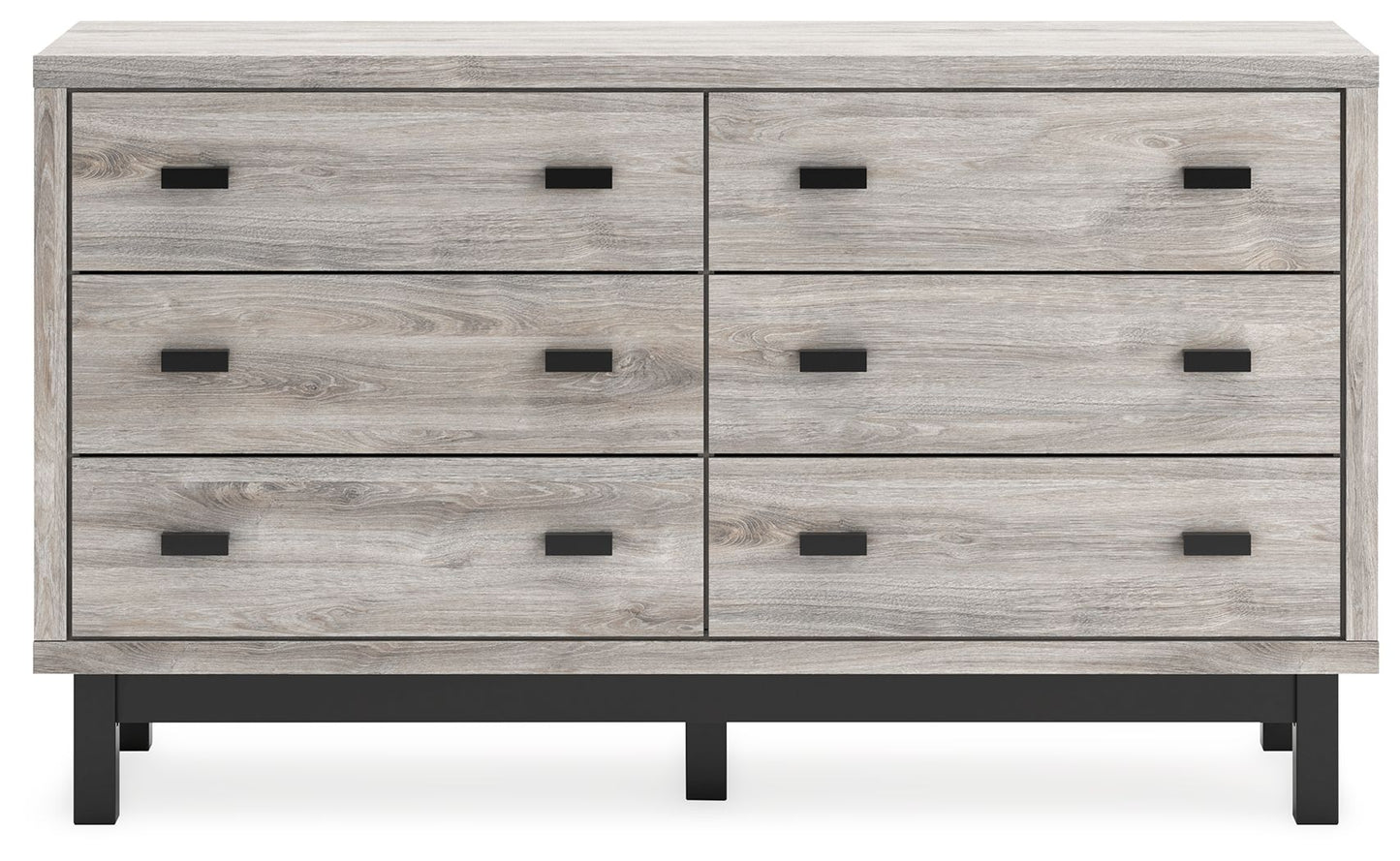 Vessalli - Black / Gray - Six Drawer Dresser