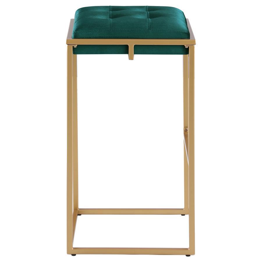 Nadia - Upholstered Backless Bar Stool (Set of 2) - Hunter Green