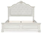 Montelaine - Antique White - King Upholstered Panel Bed