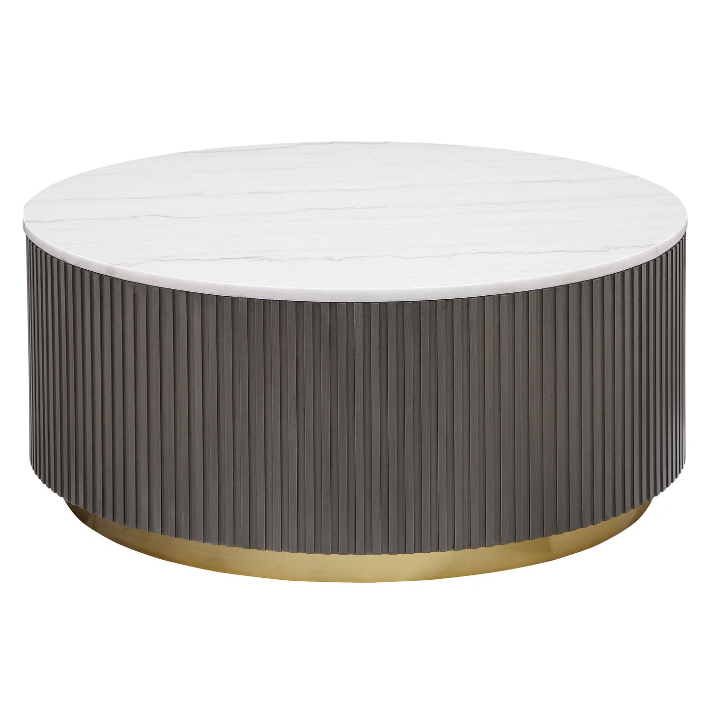 Jason - Round Marble Top Coffee Table - White / Charcoal