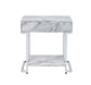 Wither - Accent Table - White Printed Faux Marble & Chrome Finish